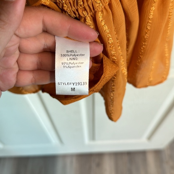 Mustard yellow striped long sleeve dress women’s medium - Picture 4 of 6